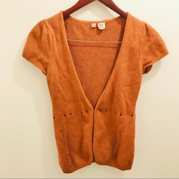 Anthropologie Moth Cardigan Sweater Small Orange cotton angora - Picture 1 of 9